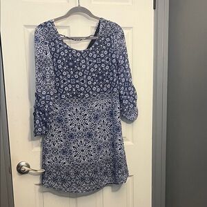 Elegant Blue Patterned Women's Tunic